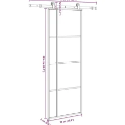 vidaXL Materiales De Construcción-Puerta corredera con set herrajes vidrio ESG aluminio 76x205 cm