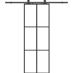 vidaXL Puerta corredera con juego herrajes negro 76x205 cm ESG vidrio Online