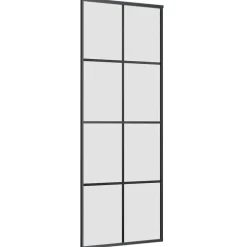 vidaXL Materiales De Construcción-Puerta corredera con set herrajes vidrio ESG aluminio 76x205 cm