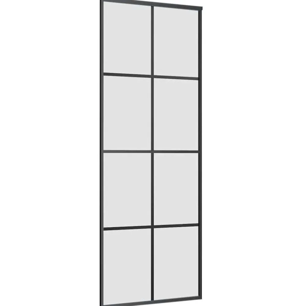 vidaXL Materiales De Construcción-Puerta corredera con set herrajes vidrio ESG aluminio 76x205 cm