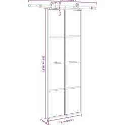 vidaXL Materiales De Construcción-Puerta corredera con set herrajes vidrio ESG aluminio 76x205 cm