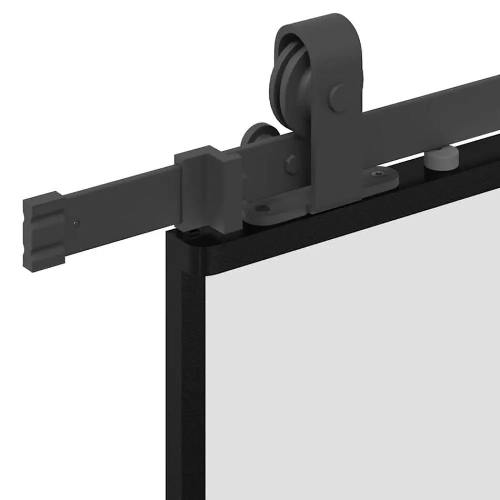 vidaXL Puerta corredera con herrajes negro 76x205 cm vidrio templado Negro y mate Sale