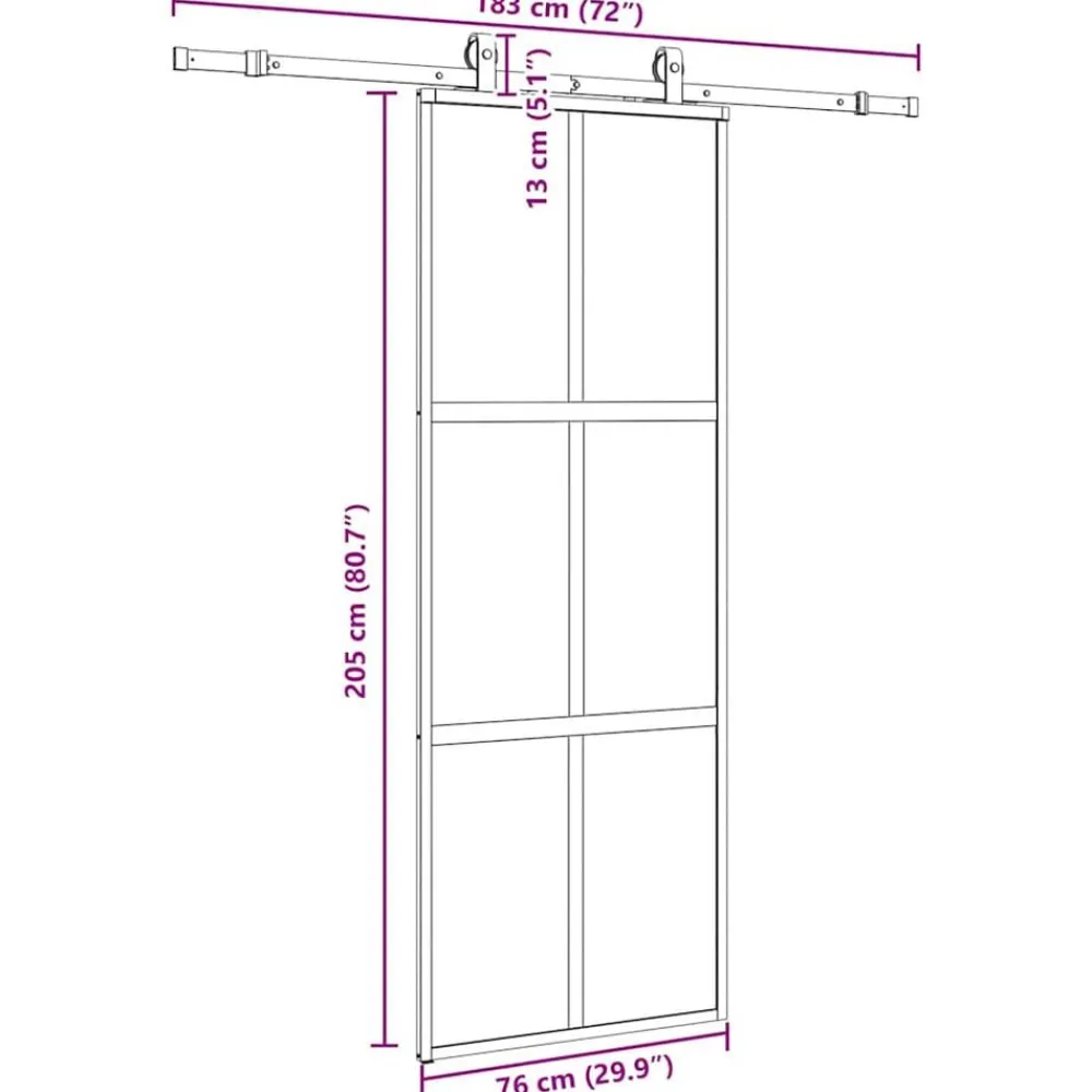 vidaXL Puerta corredera con herrajes negro 76x205 cm vidrio templado Negro y mate Sale