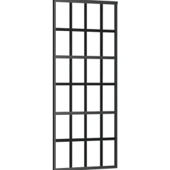 vidaXL Materiales De Construcción-Puerta corredera con juego herrajes negro 76x205 cm ESG vidrio