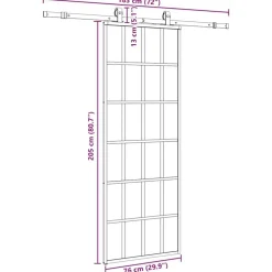 vidaXL Materiales De Construcción-Puerta corredera con juego herrajes negro 76x205 cm ESG vidrio