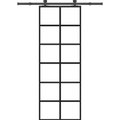 vidaXL Materiales De Construcción-Puerta corredera con set herrajes vidrio ESG aluminio 76x205 cm