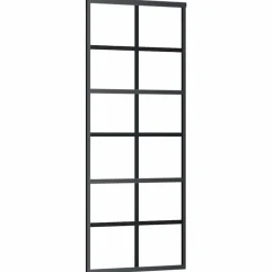 vidaXL Materiales De Construcción-Puerta corredera con set herrajes vidrio ESG aluminio 76x205 cm