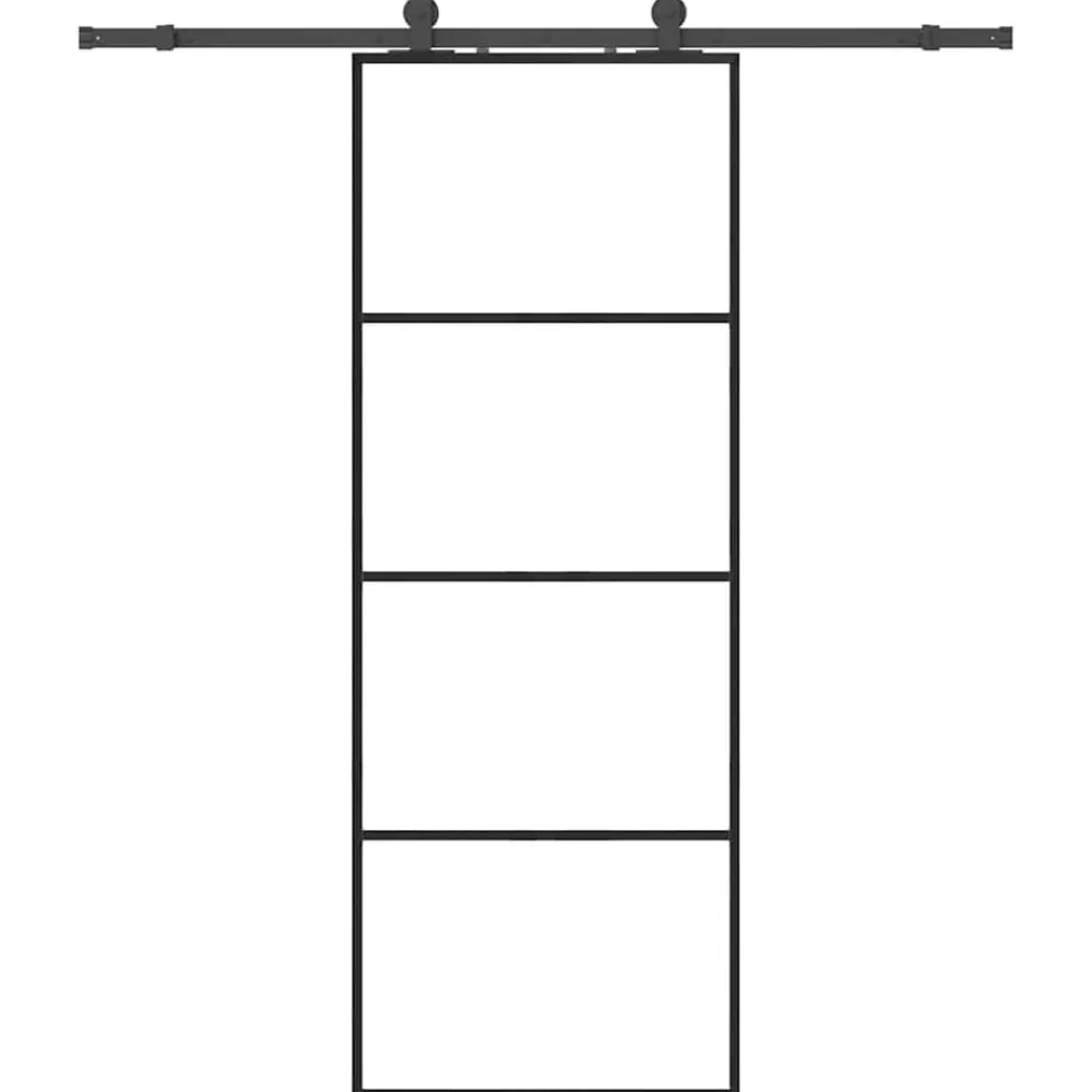 vidaXL Materiales De Construcción-Puerta corredera con juego herrajes 76x205 cm ESG vidrio