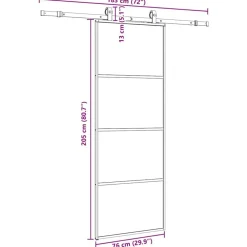vidaXL Materiales De Construcción-Puerta corredera con juego herrajes 76x205 cm ESG vidrio
