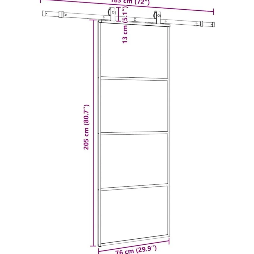 vidaXL Materiales De Construcción-Puerta corredera con juego herrajes 76x205 cm ESG vidrio