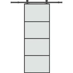 vidaXL Materiales De Construcción-Puerta corredera con set herrajes vidrio ESG aluminio 76x205 cm