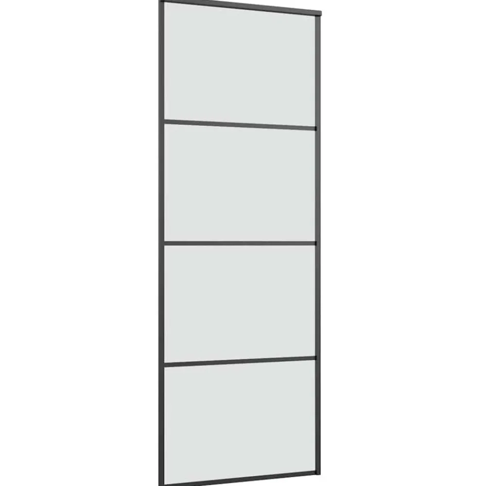 vidaXL Materiales De Construcción-Puerta corredera con set herrajes vidrio ESG aluminio 76x205 cm