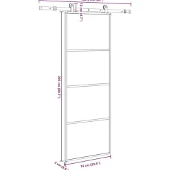 vidaXL Materiales De Construcción-Puerta corredera con set herrajes vidrio ESG aluminio 76x205 cm