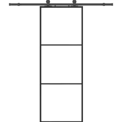 vidaXL Materiales De Construcción-Puerta corredera con juego herrajes negro 76x205 cm ESG vidrio