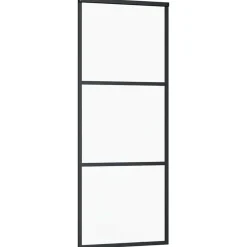 vidaXL Materiales De Construcción-Puerta corredera con juego herrajes negro 76x205 cm ESG vidrio