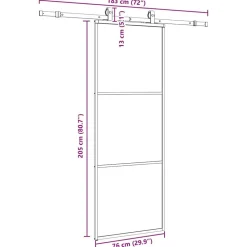 vidaXL Materiales De Construcción-Puerta corredera con juego herrajes negro 76x205 cm ESG vidrio