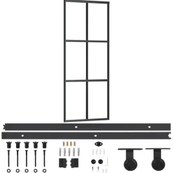 vidaXL Puerta corredera con herrajes ESG vidrio y aluminio 76x205 cm