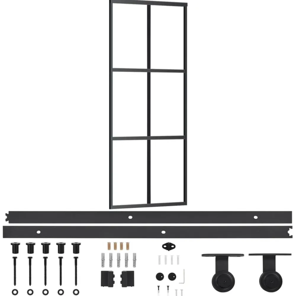 vidaXL Puerta corredera con herrajes ESG vidrio y aluminio 76x205 cm