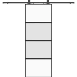 vidaXL Puerta corredera con herrajes negro 76x205 cm vidrio templado Negro y mate Best