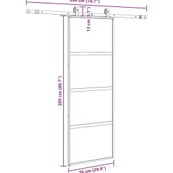 vidaXL Puerta corredera con herrajes negro 76x205 cm vidrio templado Negro y mate Best