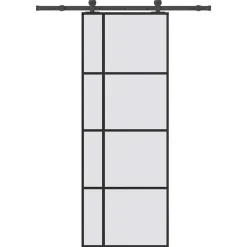 vidaXL Materiales De Construcción-Puerta corredera con set herrajes vidrio ESG aluminio 76x205 cm