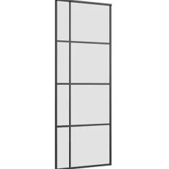 vidaXL Materiales De Construcción-Puerta corredera con set herrajes vidrio ESG aluminio 76x205 cm
