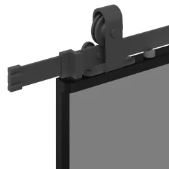 vidaXL Puerta corredera con herrajes negro 76x205 cm vidrio templado Negro y transparente oscuro Outlet