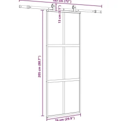 vidaXL Puerta corredera con herrajes negro 76x205 cm vidrio templado Negro y transparente oscuro Outlet