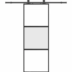 vidaXL Materiales De Construcción-Puerta corredera con herrajes negro 76x205 cm vidrio templado