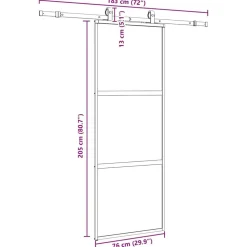 vidaXL Materiales De Construcción-Puerta corredera con herrajes negro 76x205 cm vidrio templado