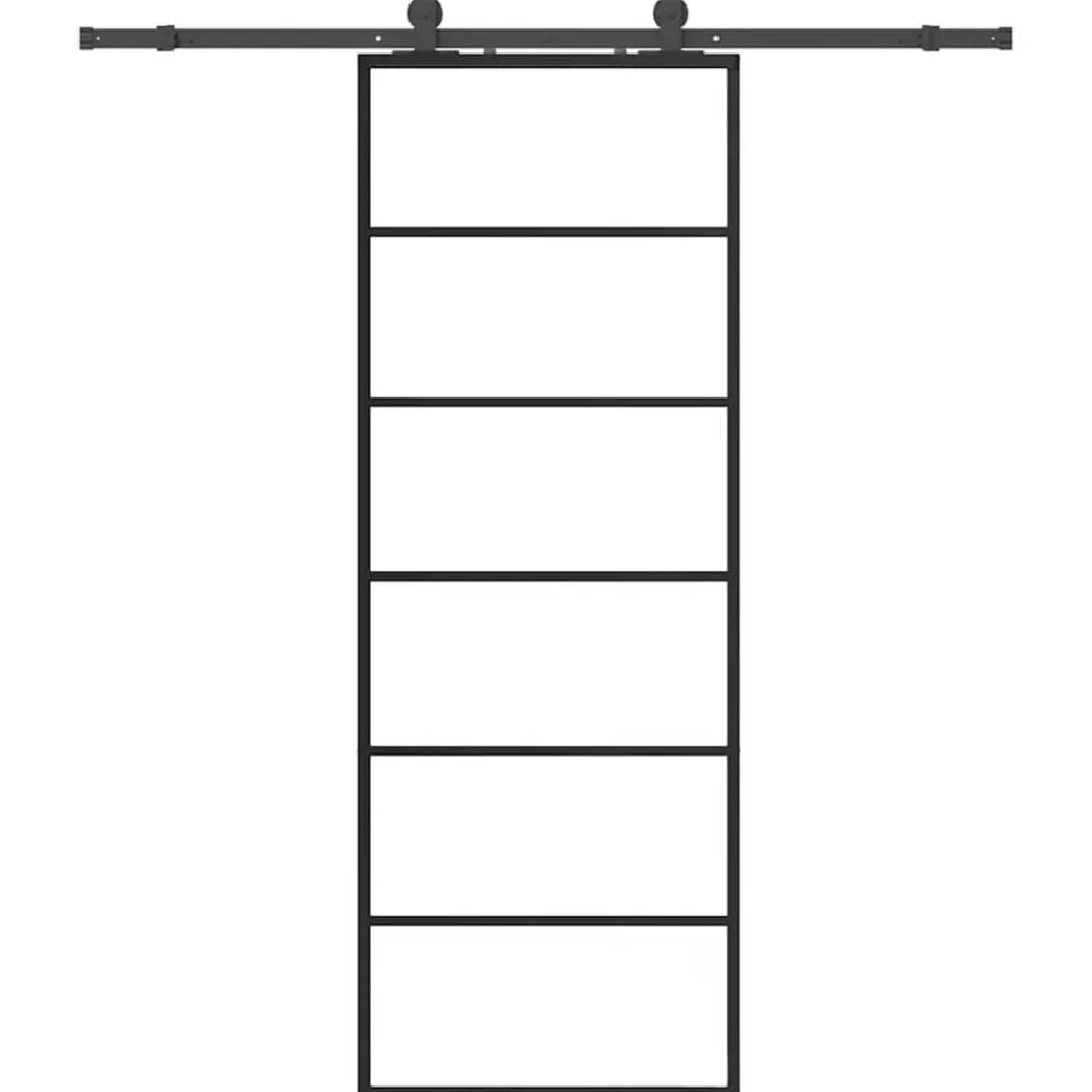 vidaXL Puerta corredera con juego herrajes negro 76x205 cm ESG vidrio Best