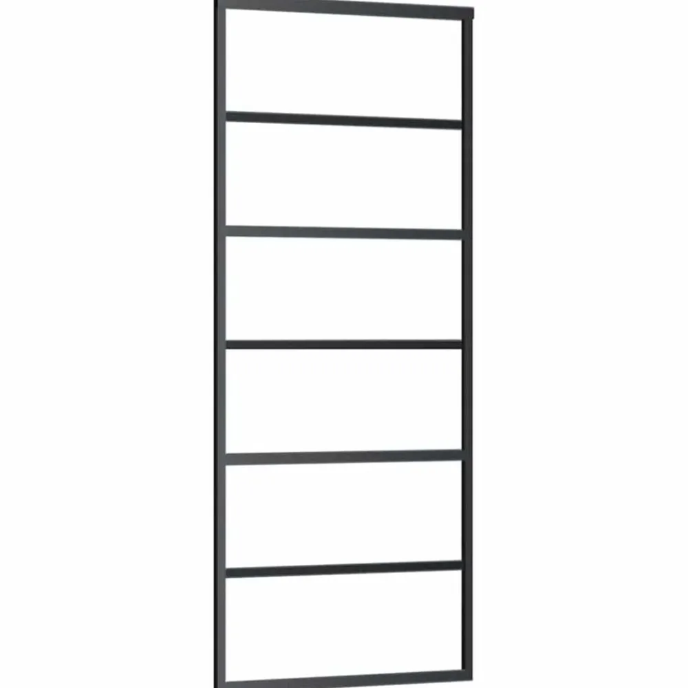vidaXL Puerta corredera con juego herrajes negro 76x205 cm ESG vidrio Best