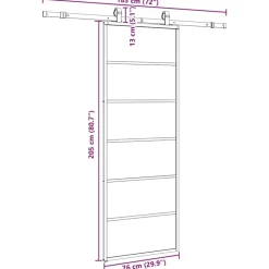 vidaXL Puerta corredera con juego herrajes negro 76x205 cm ESG vidrio Best