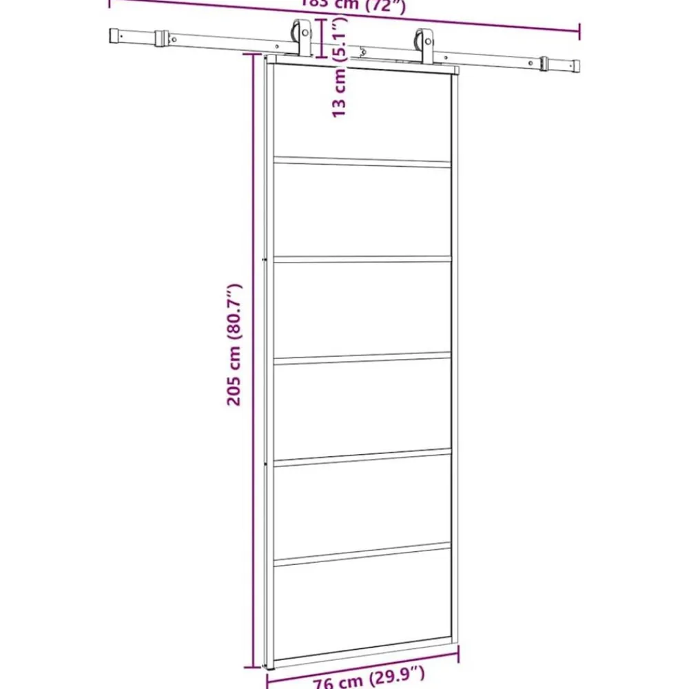 vidaXL Puerta corredera con juego herrajes negro 76x205 cm ESG vidrio Best