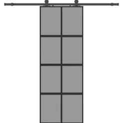 vidaXL Materiales De Construcción-Puerta corredera con herrajes negro 76x205 cm vidrio templado