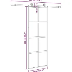 vidaXL Materiales De Construcción-Puerta corredera con herrajes negro 76x205 cm vidrio templado