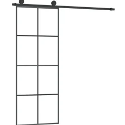 vidaXL Materiales De Construcción-Puerta corredera con set herrajes vidrio ESG aluminio 76x205 cm