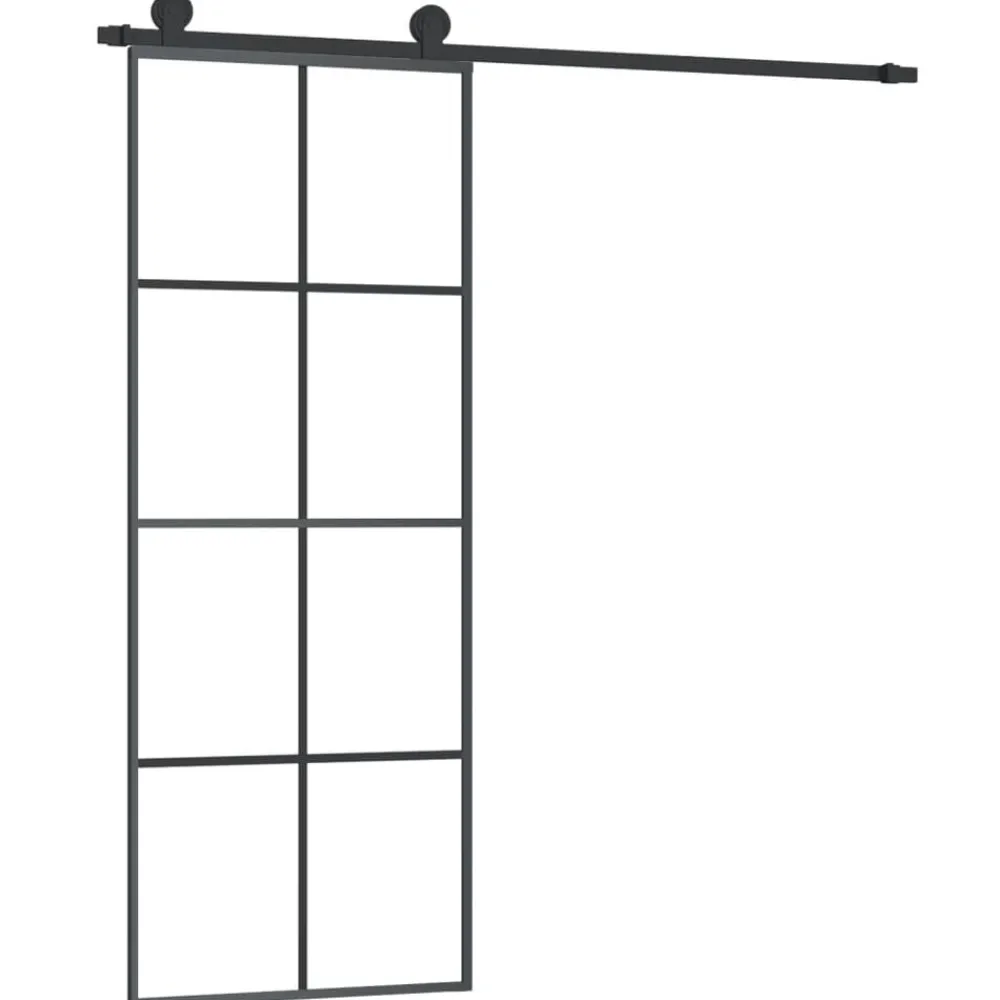 vidaXL Materiales De Construcción-Puerta corredera con set herrajes vidrio ESG aluminio 76x205 cm