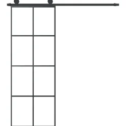 vidaXL Materiales De Construcción-Puerta corredera con set herrajes vidrio ESG aluminio 76x205 cm