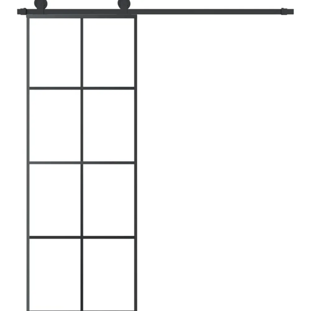 vidaXL Materiales De Construcción-Puerta corredera con set herrajes vidrio ESG aluminio 76x205 cm