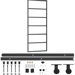 vidaXL Puerta corredera con herrajes ESG vidrio y aluminio 76x205 cm Best