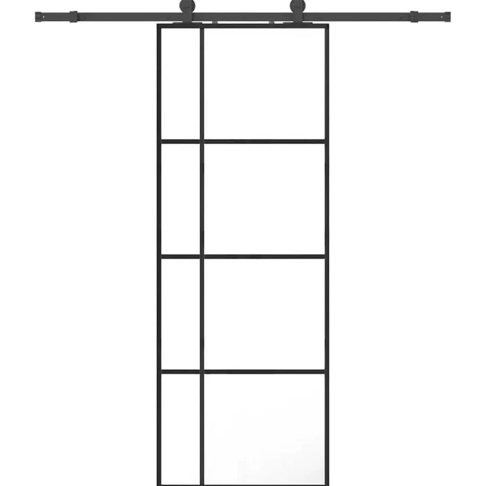vidaXL Puerta corredera con juego herrajes negro 76x205 cm ESG vidrio Discount