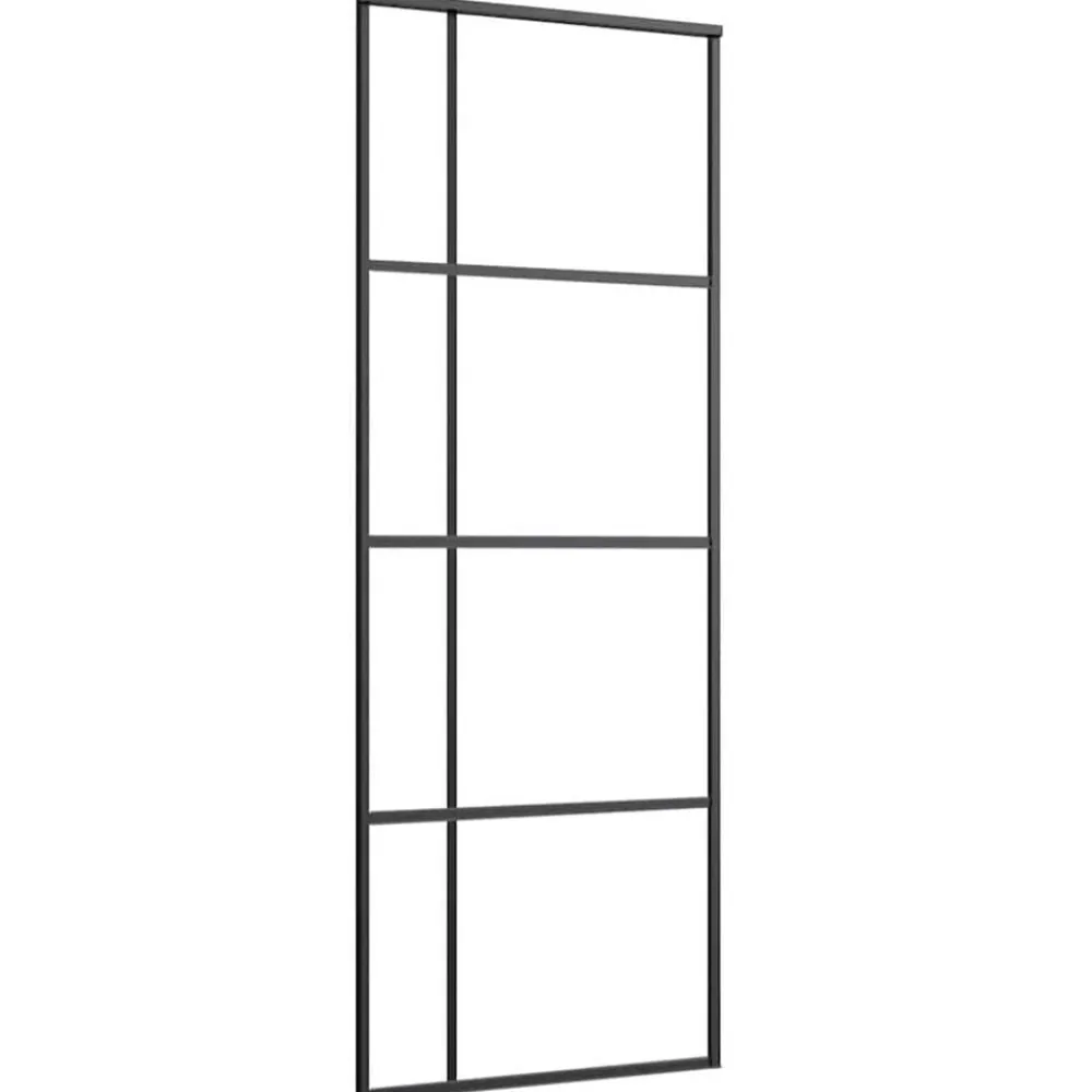 vidaXL Puerta corredera con juego herrajes negro 76x205 cm ESG vidrio Discount