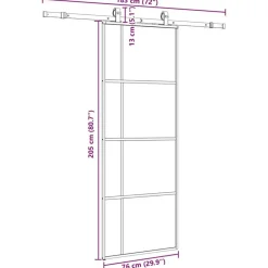 vidaXL Puerta corredera con juego herrajes negro 76x205 cm ESG vidrio Discount