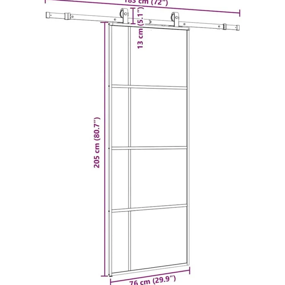 vidaXL Puerta corredera con juego herrajes negro 76x205 cm ESG vidrio Discount