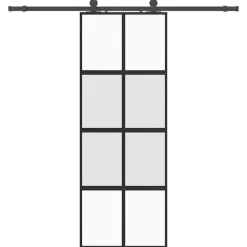 vidaXL Puerta corredera con herrajes negro 76x205 cm vidrio templado Negro y mate Best