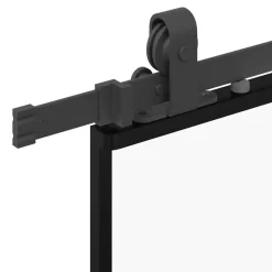 vidaXL Puerta corredera con herrajes negro 76x205 cm vidrio templado Negro y mate Best
