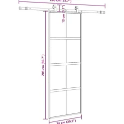 vidaXL Puerta corredera con herrajes negro 76x205 cm vidrio templado Negro y mate Best
