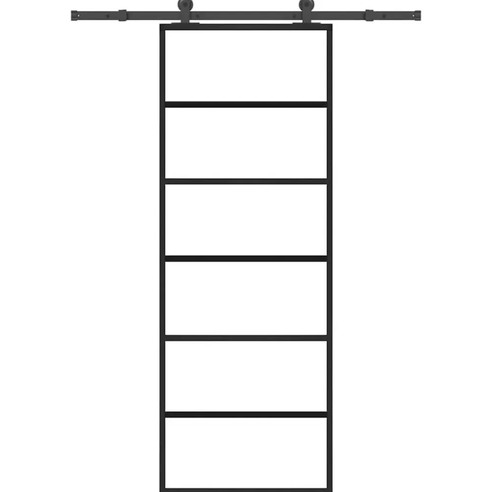 vidaXL Puerta corredera con set herrajes vidrio ESG aluminio 76x205 cm Discount