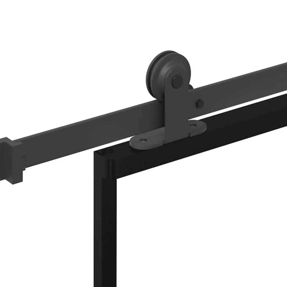 vidaXL Puerta corredera con set herrajes vidrio ESG aluminio 76x205 cm Discount